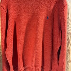 Men's Polo Ralph Lauren Orange XL Sweater With Blue Pony Logo